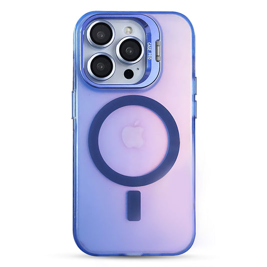 Transparent MagSafe Magnetic Lens Metal Ring Stand Case with lens glass film for iPhone 15-11